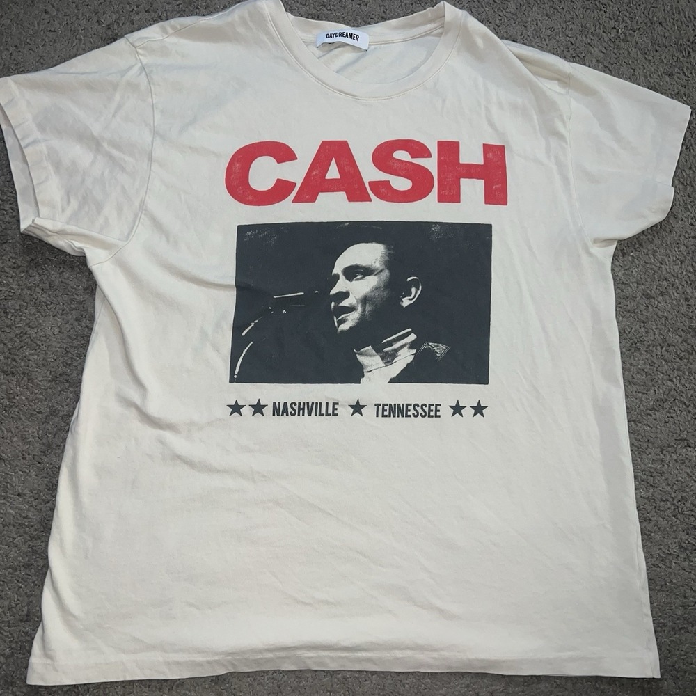 Free People Daydreamer Johnny Cash Graphic Tee Womens XL Short Sleeve Anthro USA